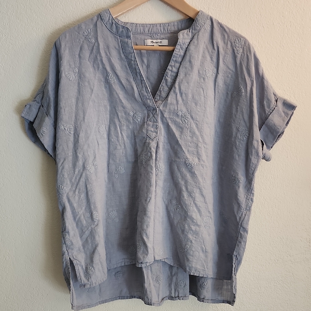 Madewell Light Blue Floral Blouse